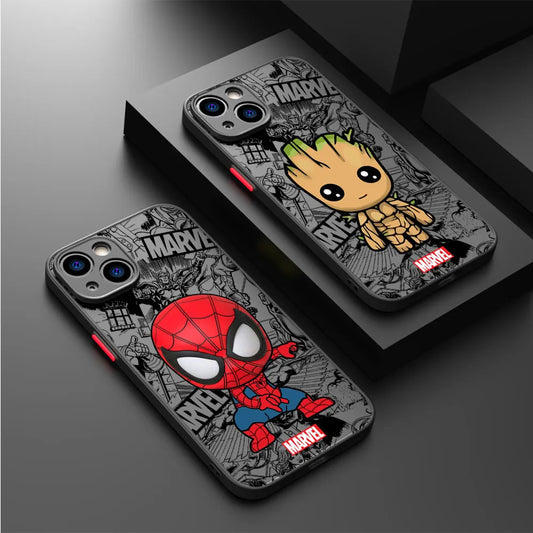 Cartoon Marvel Groot Spiderman Case for iPhone